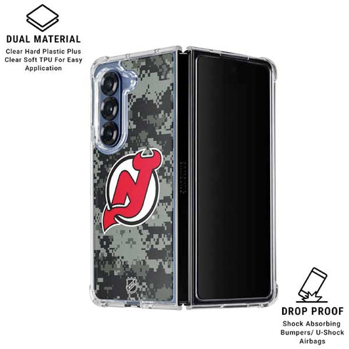 NHL New Jersey Devils Camo Galaxy Z Fold6 Clear Case