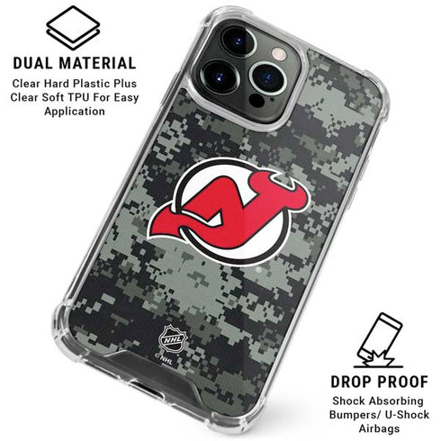 NHL New Jersey Devils Camo iPhone 16 Pro Max Clear Case
