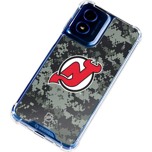 NHL New Jersey Devils Camo Moto G Play 4G (2024) Clear Case
