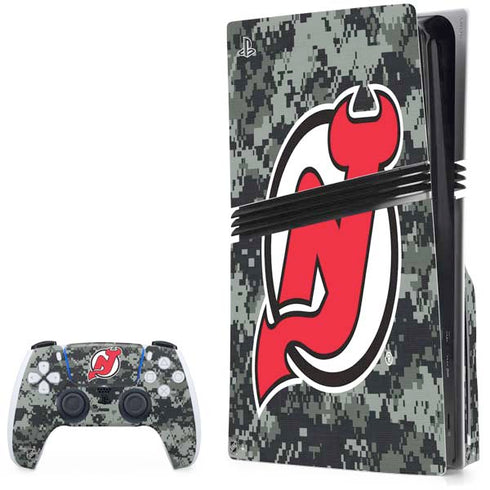 NHL New Jersey Devils Camo PS5 Pro Disk Bundle Skin