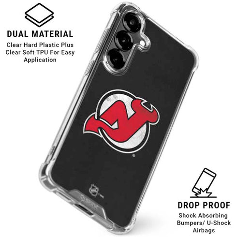 NHL New Jersey Devils Distressed Galaxy S26 Plus Clear Case