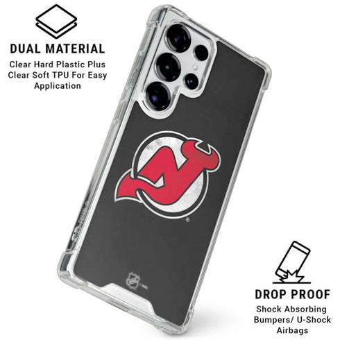 NHL New Jersey Devils Distressed Galaxy S26 Ultra Clear Case