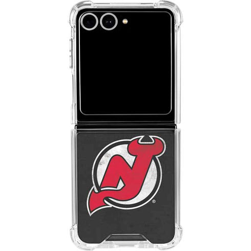 NHL New Jersey Devils Distressed Galaxy Z Flip7 Clear Case