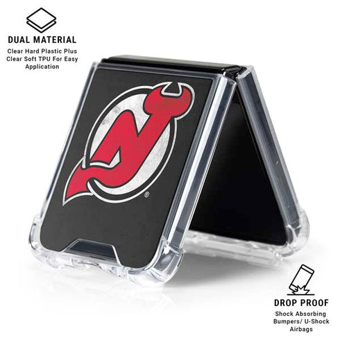 NHL New Jersey Devils Distressed Galaxy Z Flip7 Clear Case