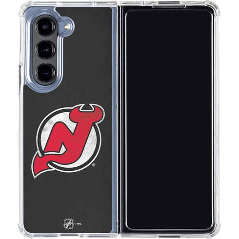 NHL New Jersey Devils Distressed Galaxy Z Fold5 5G Clear Case