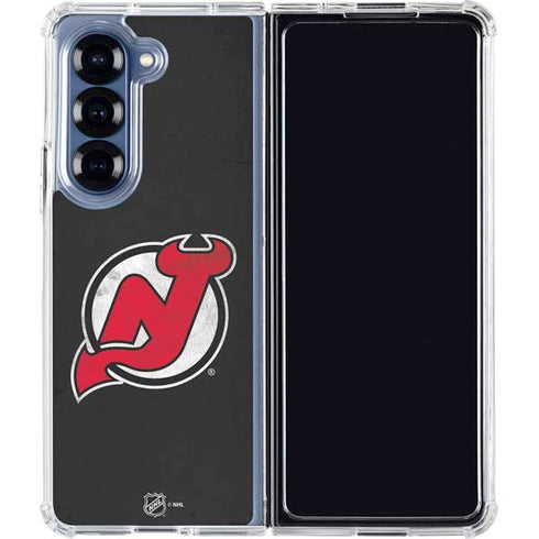 NHL New Jersey Devils Distressed Galaxy Z Fold6 Clear Case