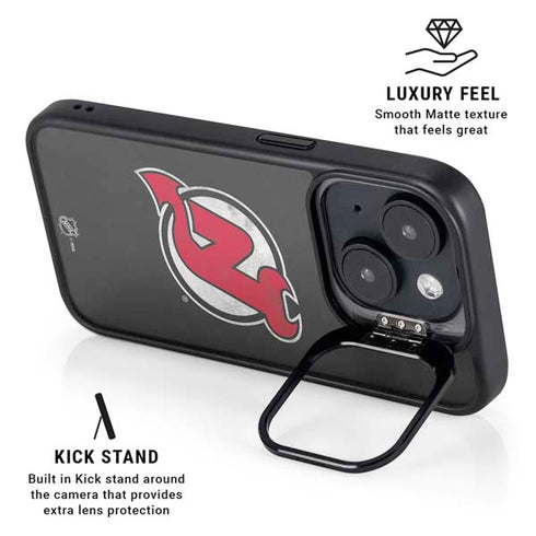 NHL New Jersey Devils Distressed iPhone 15 Plus Kickstand Case