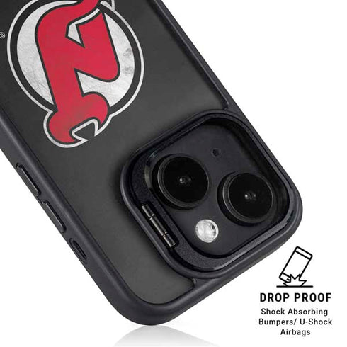 NHL New Jersey Devils Distressed iPhone 15 Plus Kickstand Case