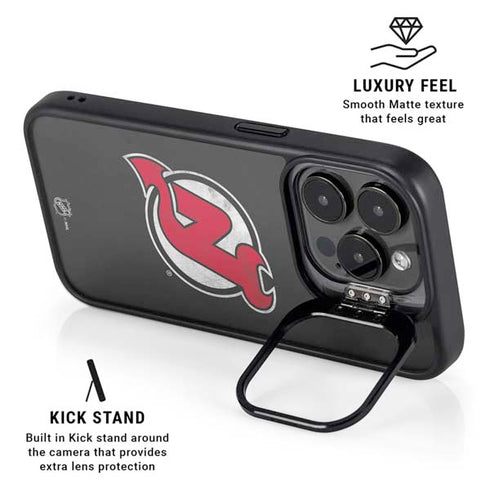 NHL New Jersey Devils Distressed iPhone 15 Pro Kickstand Case