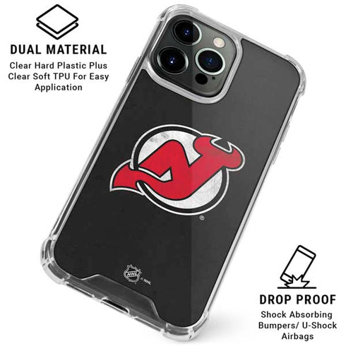 NHL New Jersey Devils Distressed iPhone 16 Pro Max Clear Case