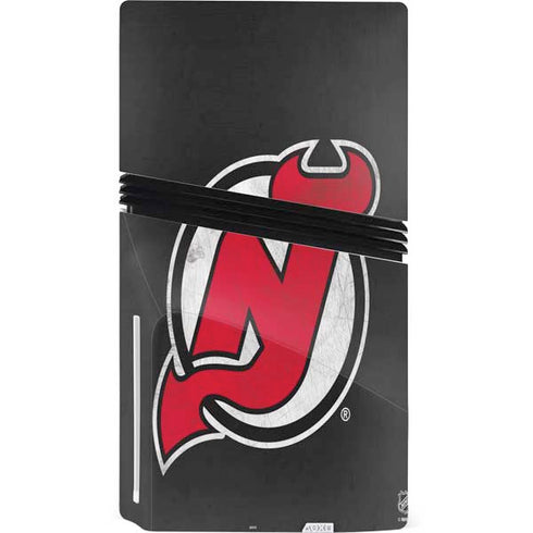 NHL New Jersey Devils Distressed PS5 Pro Disk Bundle Skin