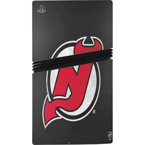 NHL New Jersey Devils Distressed PS5 Pro Disk Console Skin