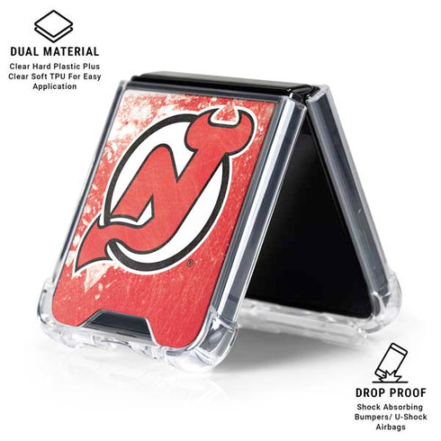 NHL New Jersey Devils Frozen Galaxy Z Flip6 Clear Case