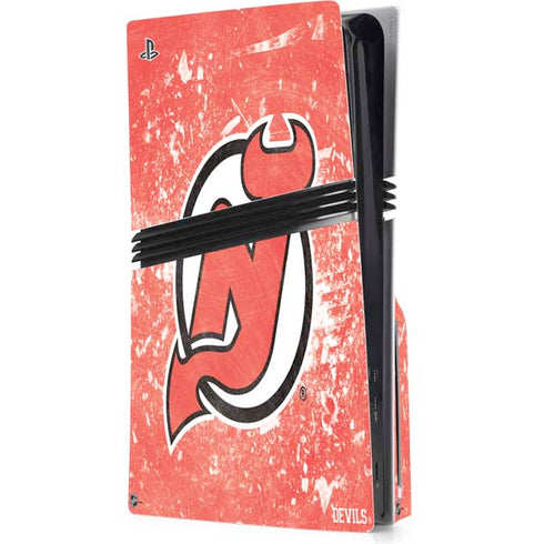 NHL New Jersey Devils Frozen PS5 Pro Disk Console Skin