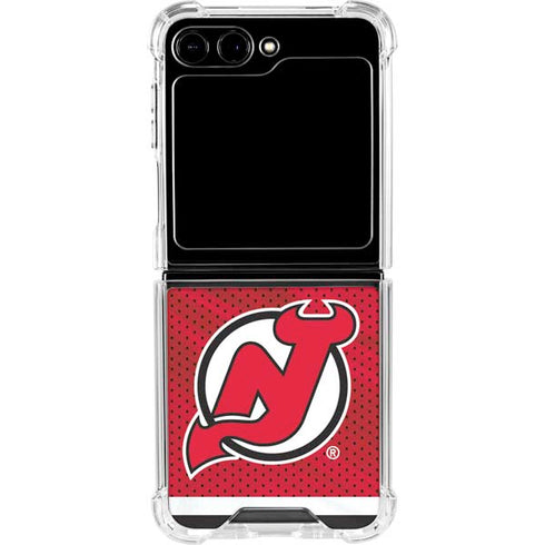NHL New Jersey Devils Home Jersey Galaxy Z Flip6 Clear Case