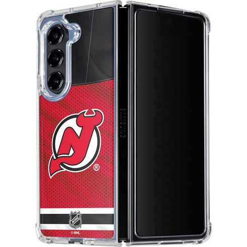 NHL New Jersey Devils Home Jersey Galaxy Z Fold5 5G Clear Case