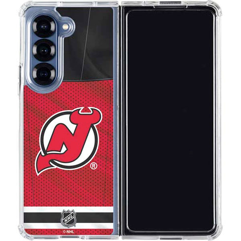 NHL New Jersey Devils Home Jersey Galaxy Z Fold7 Clear Case