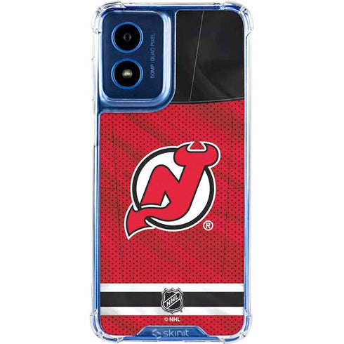 NHL New Jersey Devils Home Jersey Moto G 5G (2024) Clear Case