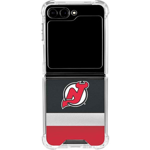 NHL New Jersey Devils Jersey Galaxy Z Flip6 Clear Case