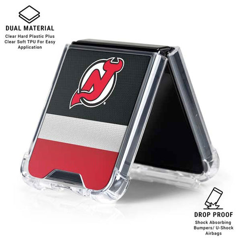 NHL New Jersey Devils Jersey Galaxy Z Flip6 Clear Case
