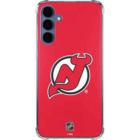 NHL New Jersey Devils Solid Background Galaxy A55 5G Clear Case