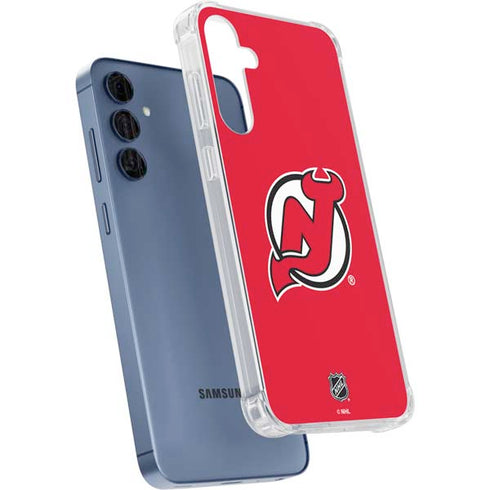 NHL New Jersey Devils Solid Background Galaxy A55 5G Clear Case