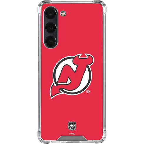 NHL New Jersey Devils Solid Background Galaxy S24 FE Clear Case