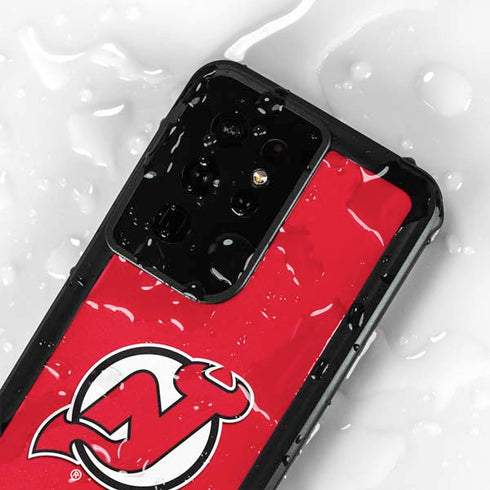 NHL New Jersey Devils Solid Background Galaxy S24 Ultra Waterproof Case