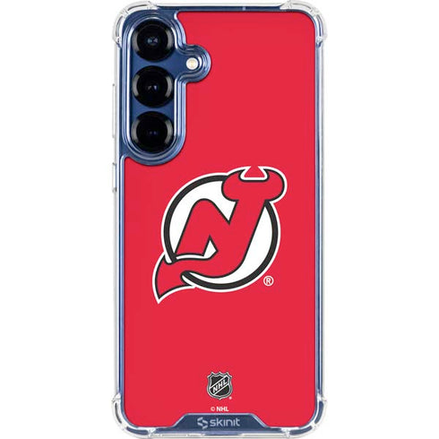 NHL New Jersey Devils Solid Background Galaxy S25 Clear Case