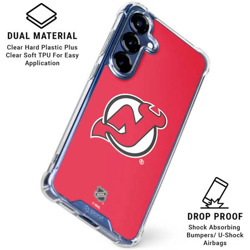 NHL New Jersey Devils Solid Background Galaxy S25 Clear Case