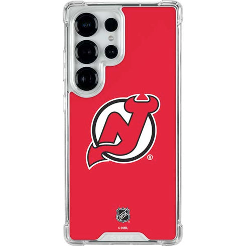 NHL New Jersey Devils Solid Background Galaxy S25 Ultra Clear Case