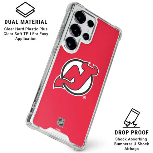 NHL New Jersey Devils Solid Background Galaxy S25 Ultra Clear Case
