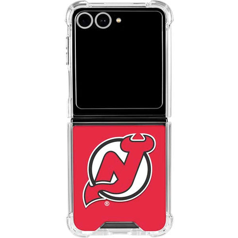 NHL New Jersey Devils Solid Background Galaxy Z Flip7 Clear Case