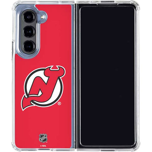 NHL New Jersey Devils Solid Background Galaxy Z Fold5 5G Clear Case