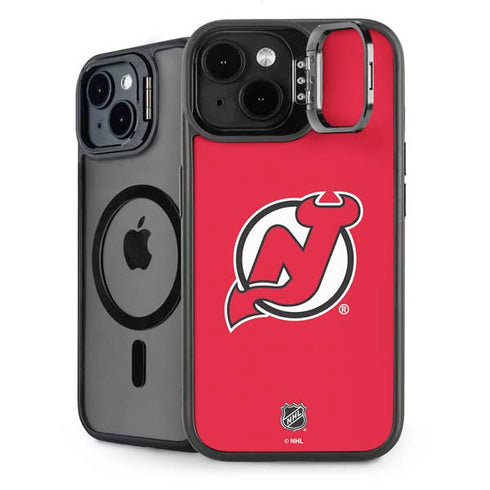 NHL New Jersey Devils Solid Background iPhone 15 Plus Kickstand Case