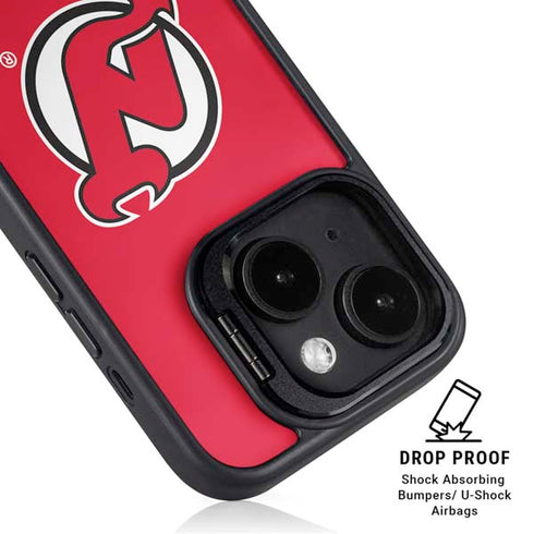 NHL New Jersey Devils Solid Background iPhone 15 Plus Kickstand Case