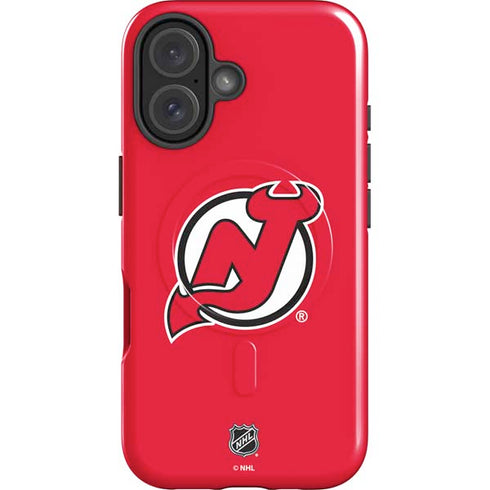 NHL New Jersey Devils Solid Background iPhone 16 Plus Magsafe Impact Case