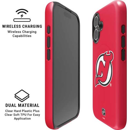NHL New Jersey Devils Solid Background iPhone 16 Plus Magsafe Impact Case