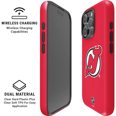 NHL New Jersey Devils Solid Background iPhone 16 Pro Max Magsafe Impact Case