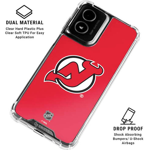 NHL New Jersey Devils Solid Background Moto G Power 5G (2024) Clear Case