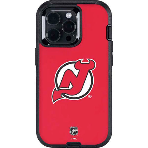 NHL New Jersey Devils Solid Background Otterbox Defender iPhone Skin