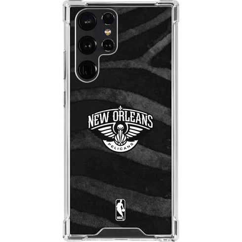 NBA New Orleans Pelicans Black Animal Print Galaxy S23 Ultra Clear Case