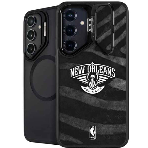 NBA New Orleans Pelicans Black Animal Print Galaxy S25 Kickstand Case