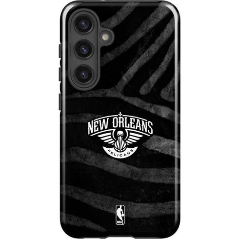 NBA New Orleans Pelicans Black Animal Print Galaxy S25 Plus Impact Case