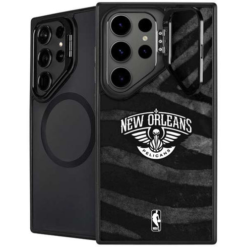 NBA New Orleans Pelicans Black Animal Print Galaxy S25 Ultra Kickstand Case