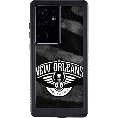 NBA New Orleans Pelicans Black Animal Print Galaxy S24 Ultra Waterproof Case