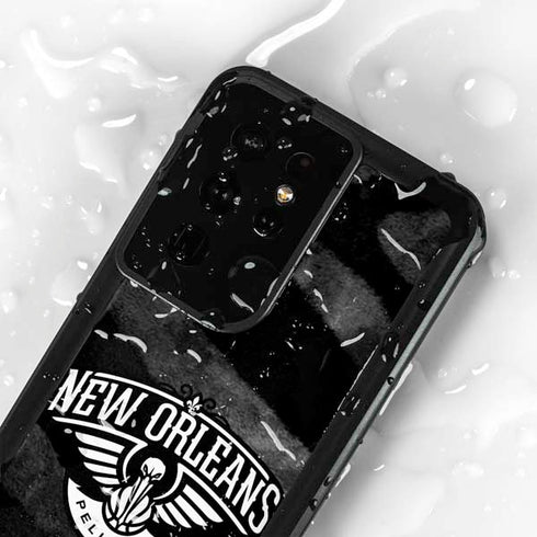 NBA New Orleans Pelicans Black Animal Print Galaxy S24 Ultra Waterproof Case