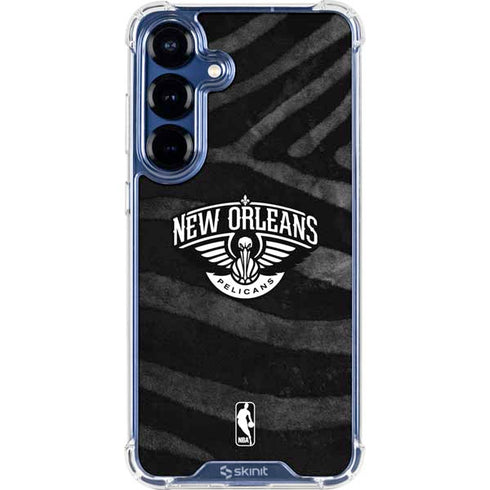 NBA New Orleans Pelicans Black Animal Print Galaxy S25 Clear Case
