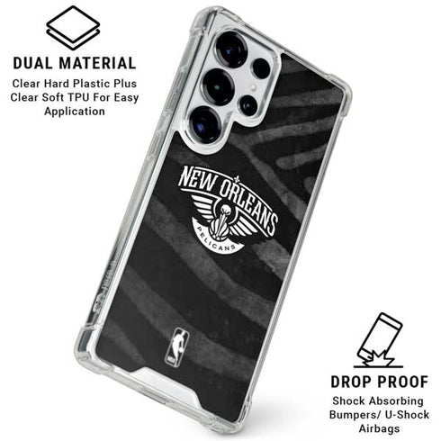 NBA New Orleans Pelicans Black Animal Print Galaxy S25 Ultra Clear Case