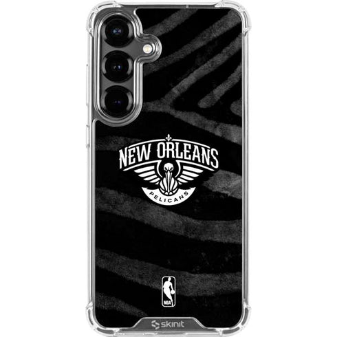 NBA New Orleans Pelicans Black Animal Print Galaxy S26 Plus Clear Case